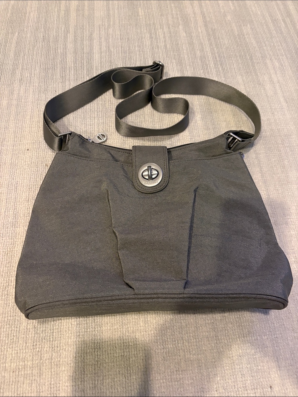 Baggallini Gray Crossbody Bag with Turn-Lock Closure. Nice!